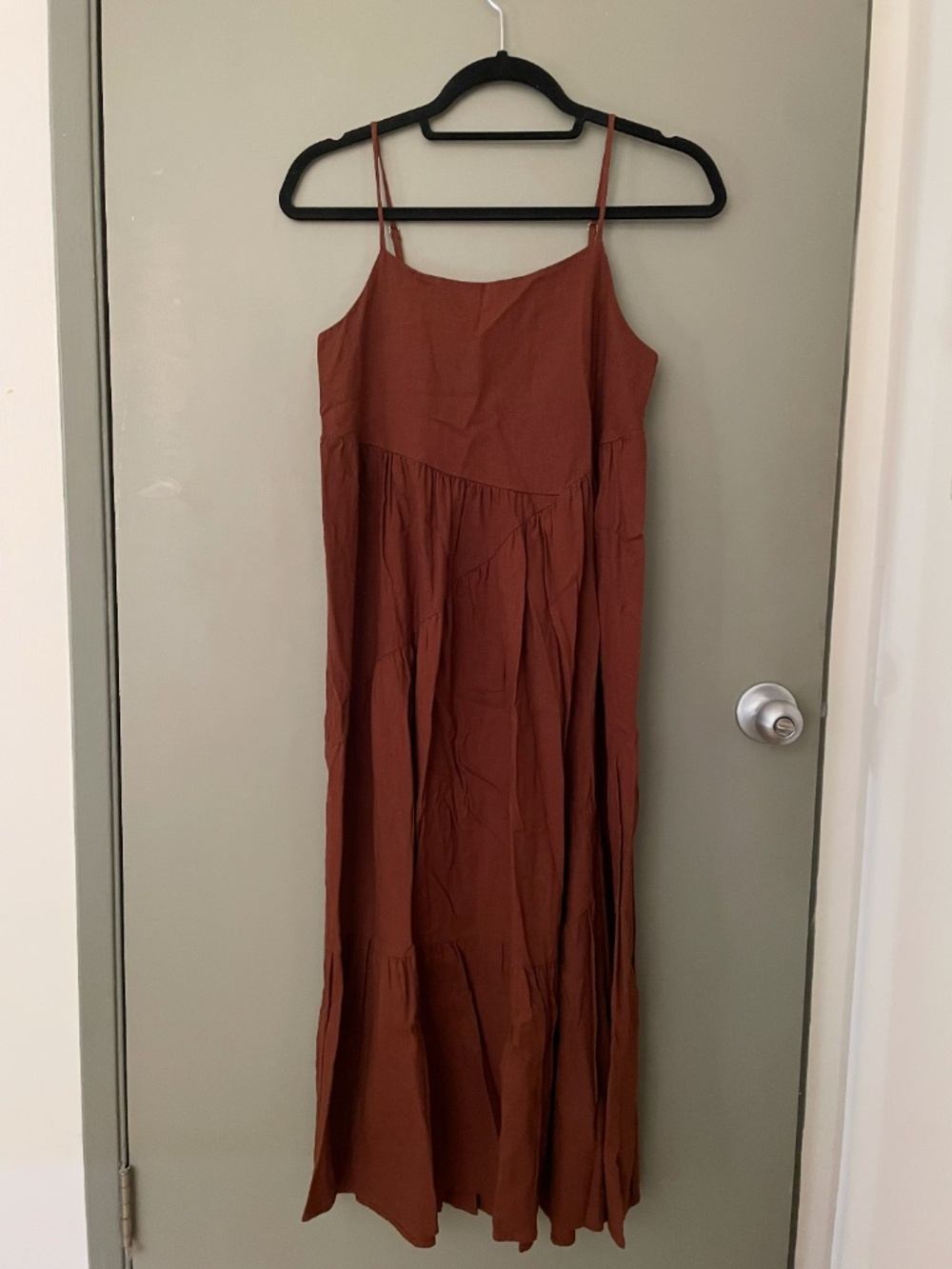 Urban Renewal Linen Seamed Midi Dress - Brown - XS